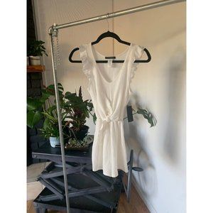 NEW Caution to the Wind white romper small ruffle ribbed
